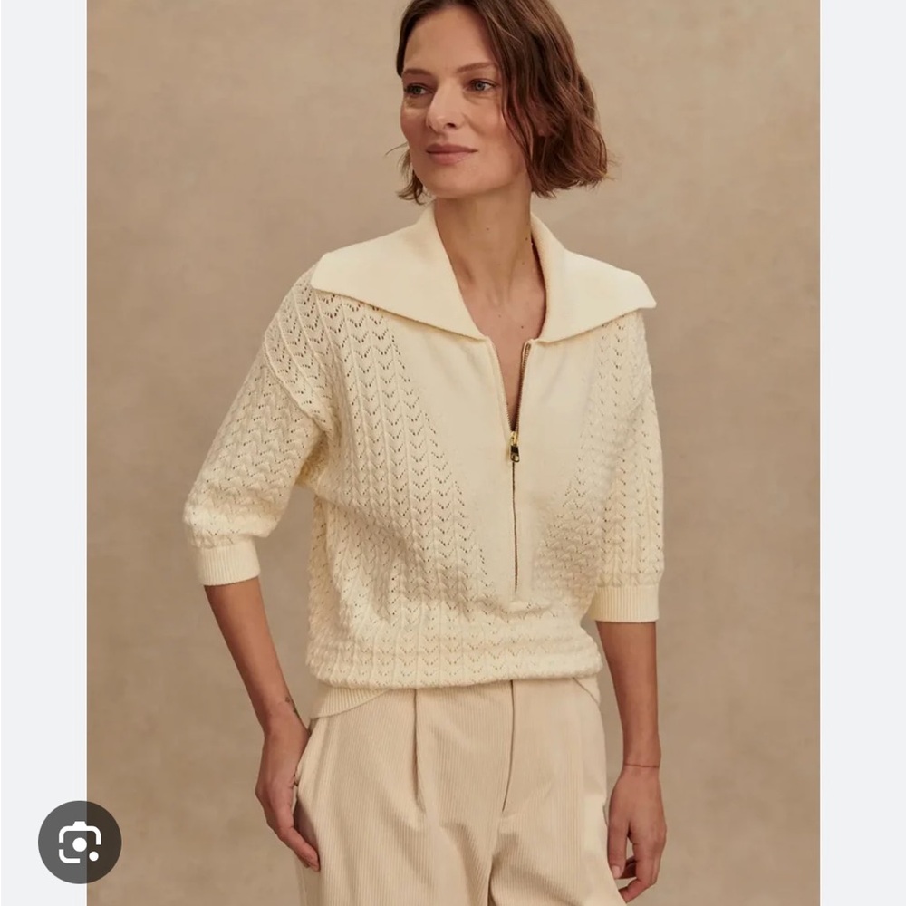 Varley Egret Arnie Half Zip Knit Sweater NWT Medium